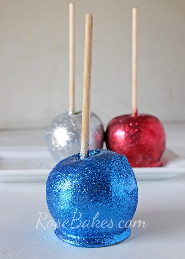 Blue Glittery Candy Apple
