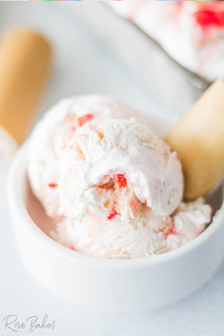 Little Debbie Strawberry Shortcake Rolls Ice Cream Recipe in white serving bowl