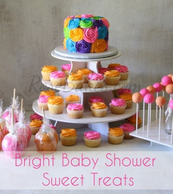 Bright Baby Shower Cake Cupcakes Candy Apples Cupcakes