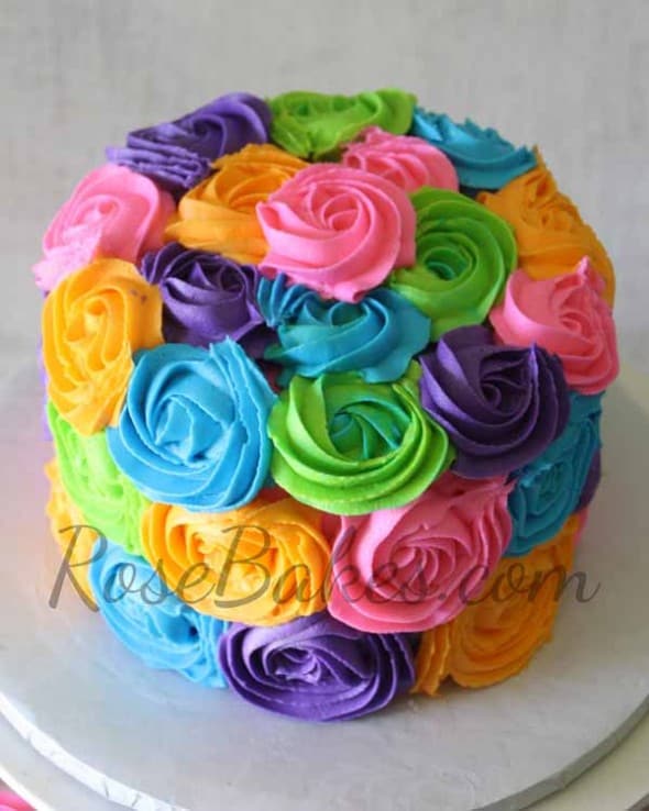 Bright Buttercream Roses Cake