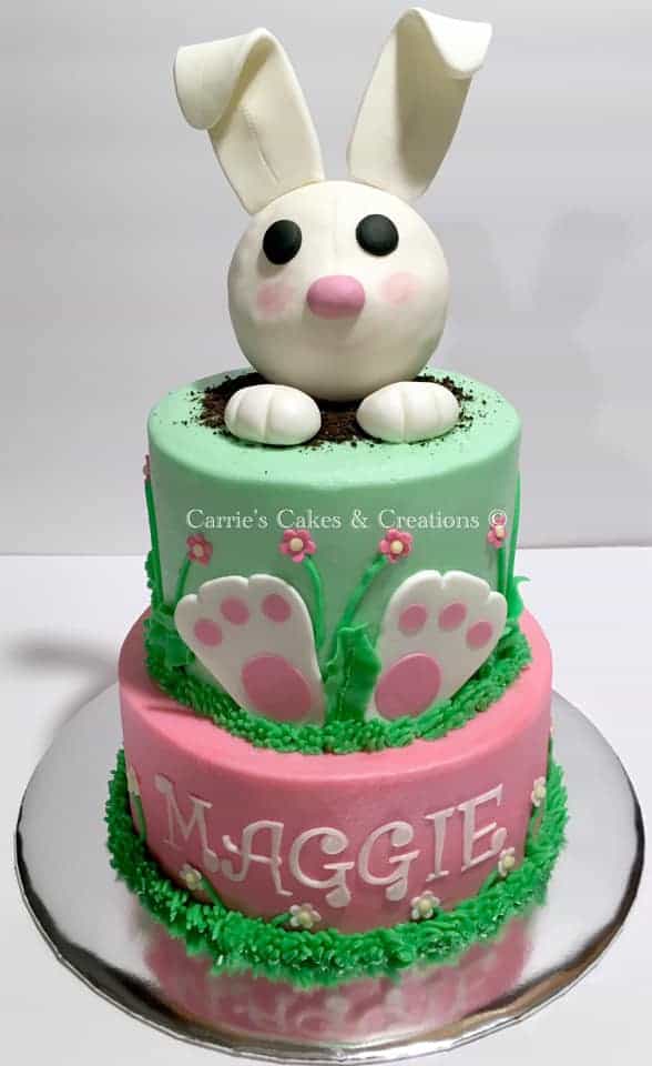 Bunny popping out of cake