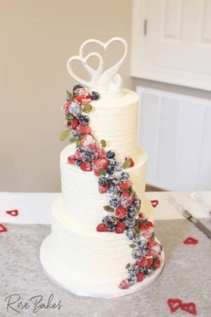 Cascading Sugared Berries wedding cake