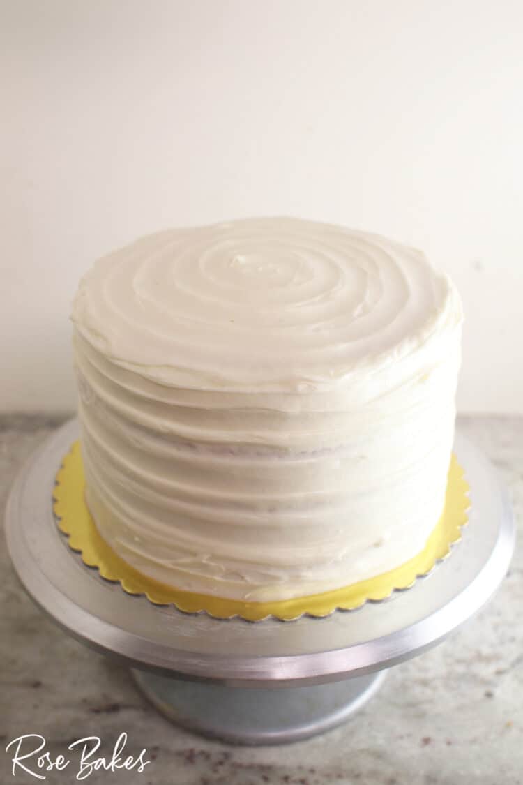 Cake frosted with cream cheese buttercream