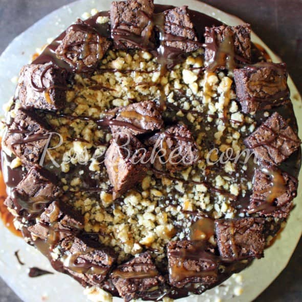 Chocolate Fudge Turtle Brownie Cake