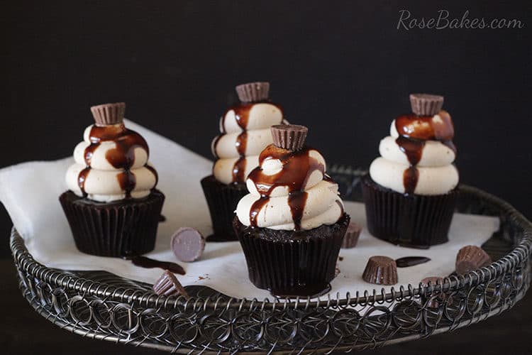 Chocolate Cupcakes on a Cake Stand