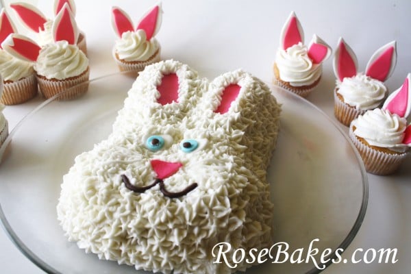 Easter Bunny Cake and Bunny Ears Cupcakes