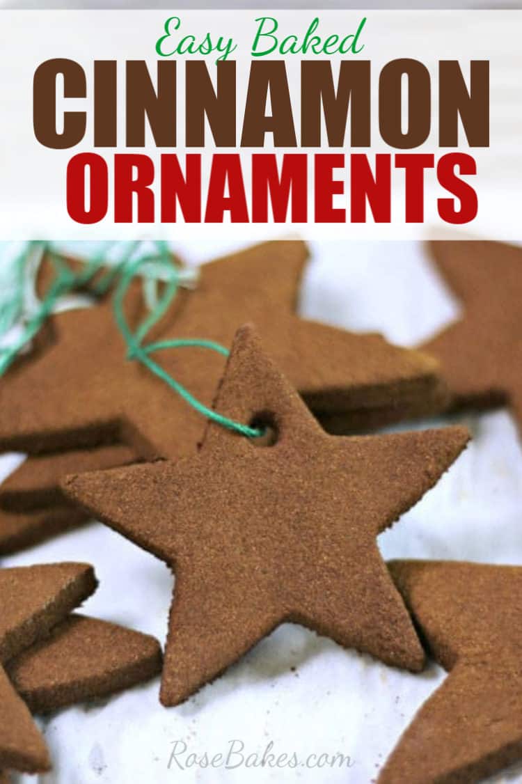 star-shaped easy baked cinnamon ornaments with green string