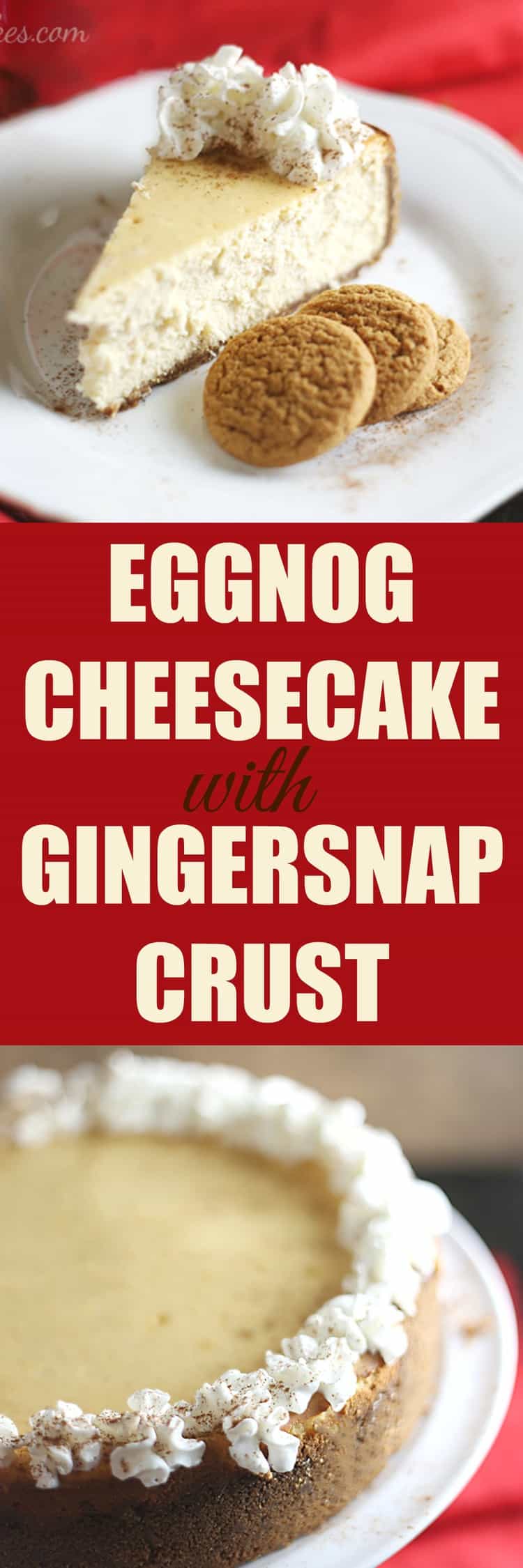Eggnog Cheesecake with Gingersnap Crust by Rose Bakes #SharetheJoy #ad