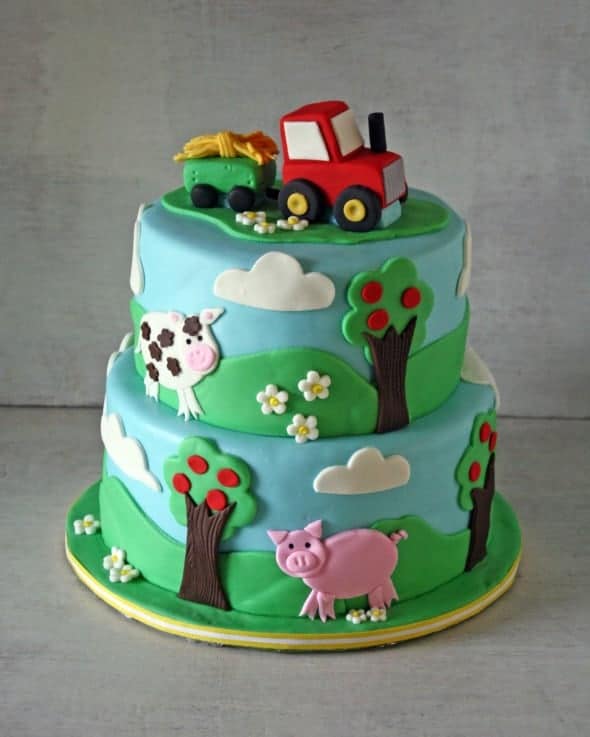Farm Themed Cake with Tractor Cake Topper
