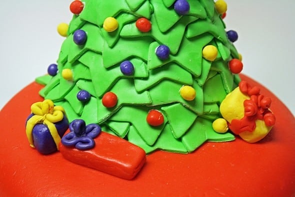 Gifts under Christmas Tree Cake