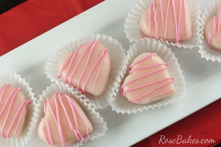 Pink, heart shaped petit fours 