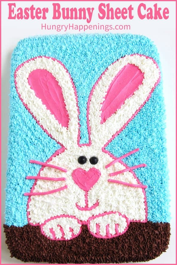 Easter Bunny Sheet Cake decorated with a star tip