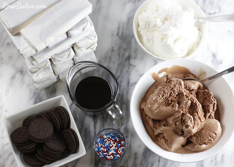 Ingredients needed for the ice cream sandwich cake