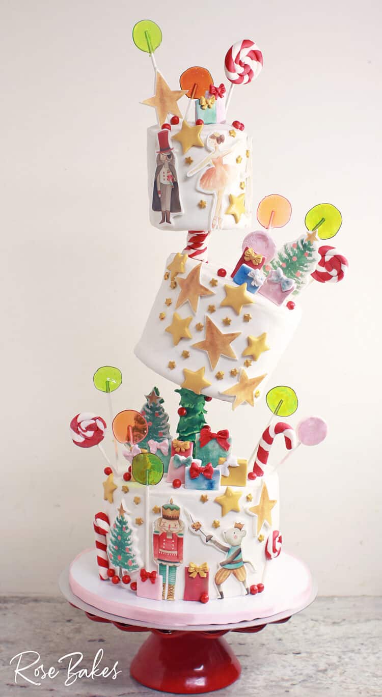 Wonky Nutcracker Christmas Cake with Candy