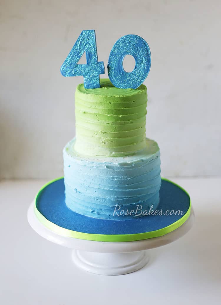 2 tier textured buttercream birthday cake 