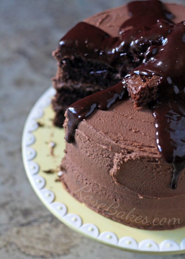 One Bowl Chocolate Cake with Brownie Batter Frosting and Ganache