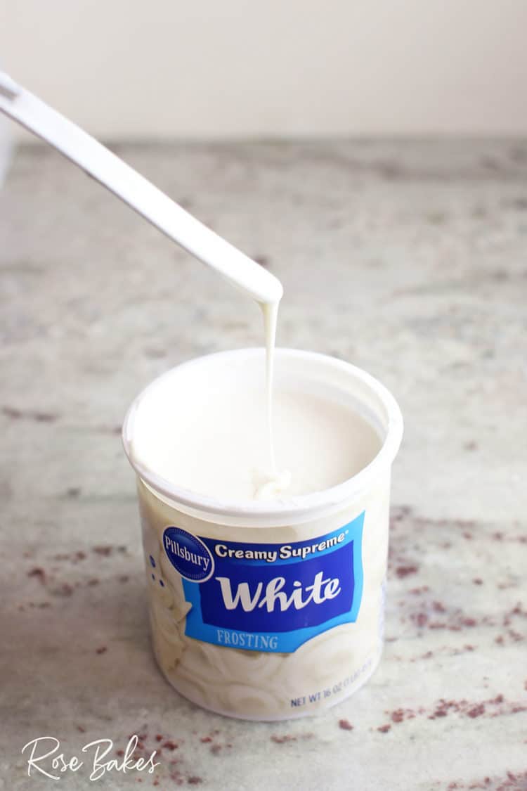 melted white frosting for canned frosting drip cake
