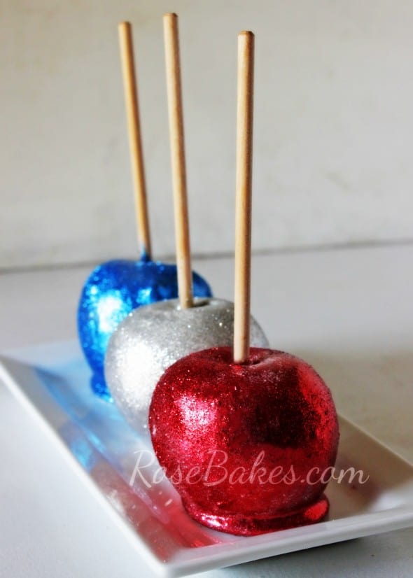 Red Silver and Blue Candy Apples