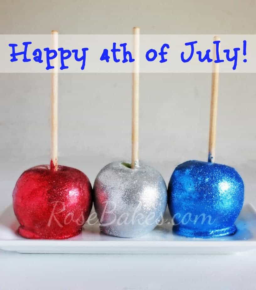 Red White and Blue Glitter Candy Apples Happy 4th of July