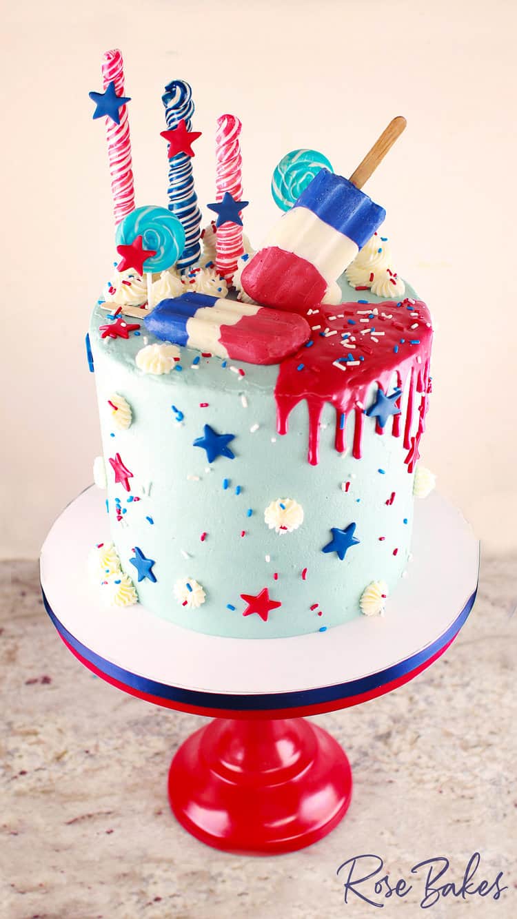 Red White and Two 4th of July Cake