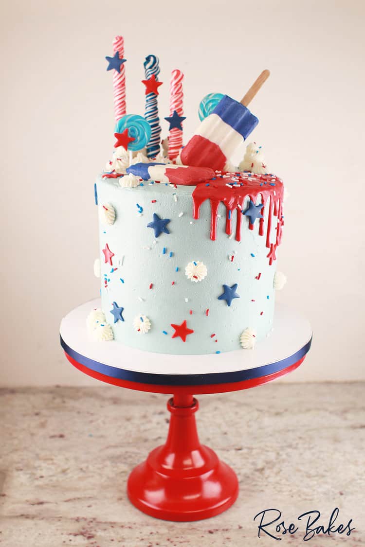 Red White and Two 4th of July Cake