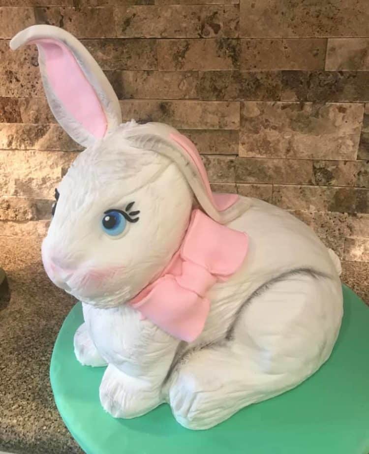 3D Carved White Easter Bunny Cake