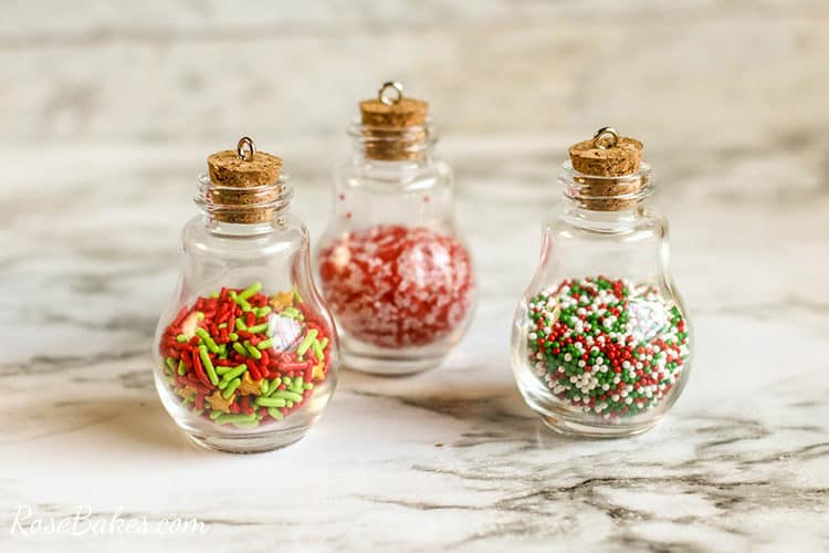 diy sprinkles ornaments with cork in