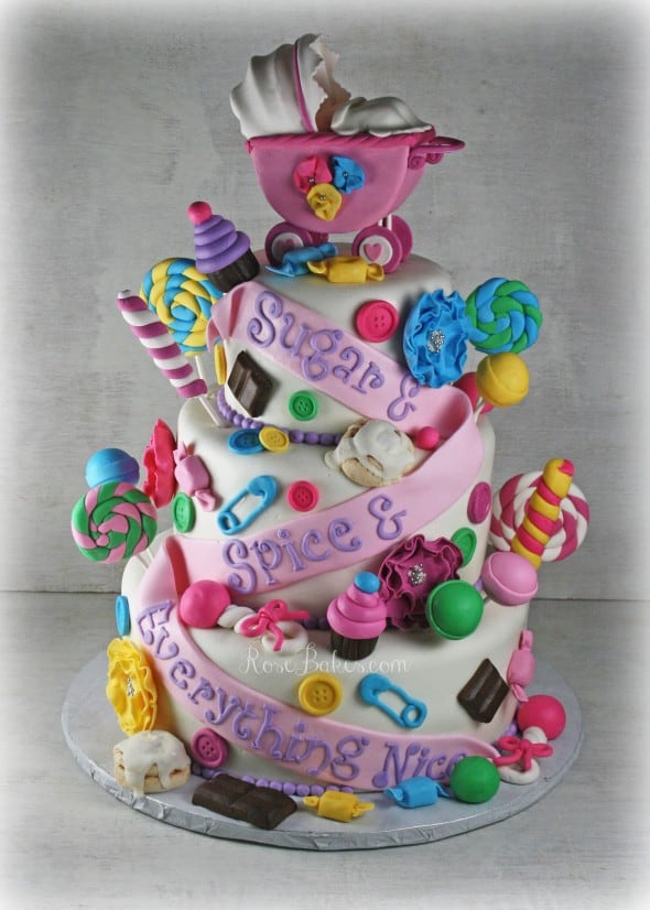 Sugar & Spice & Everything Nice Baby Shower Cake Faded WM