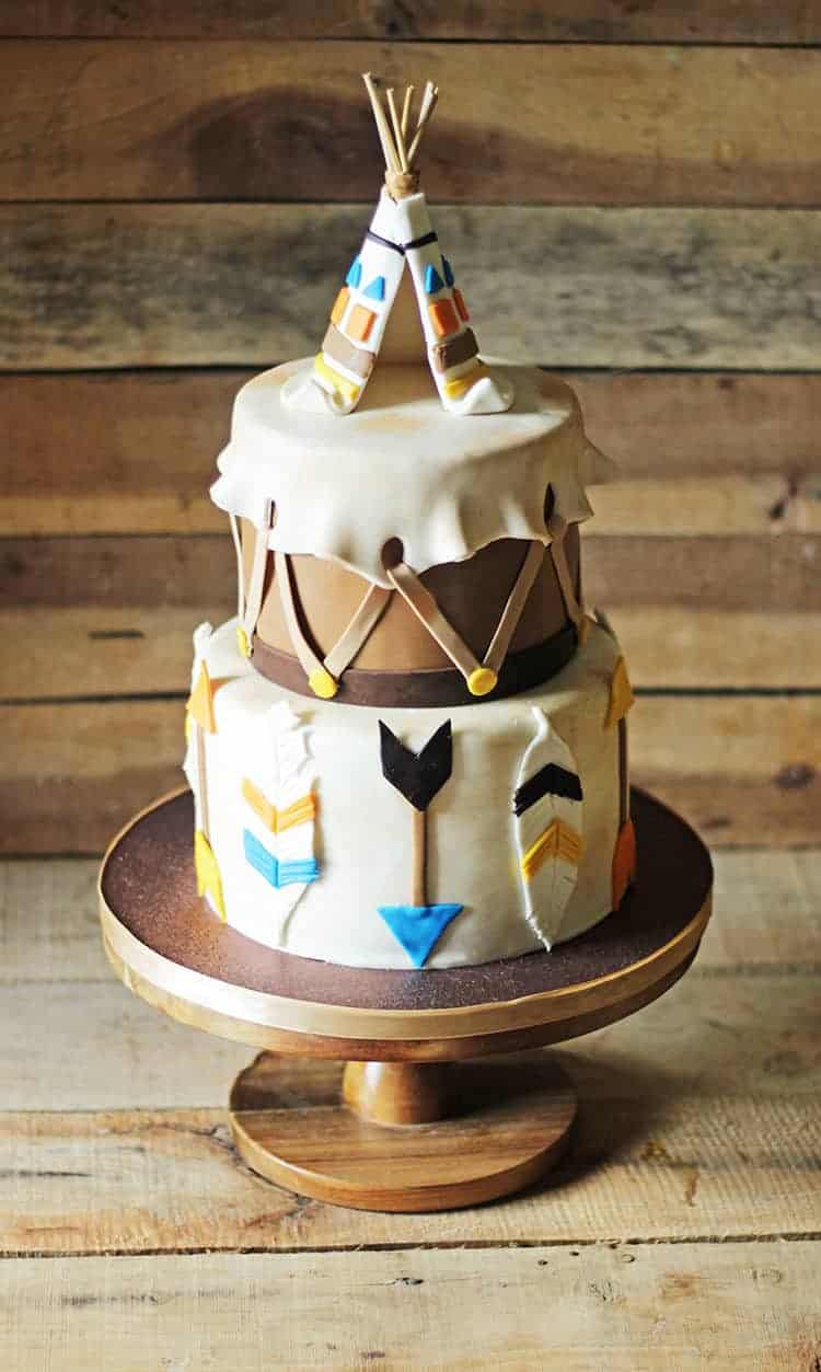 Wild Indians Cake with Teepee Cake Topper