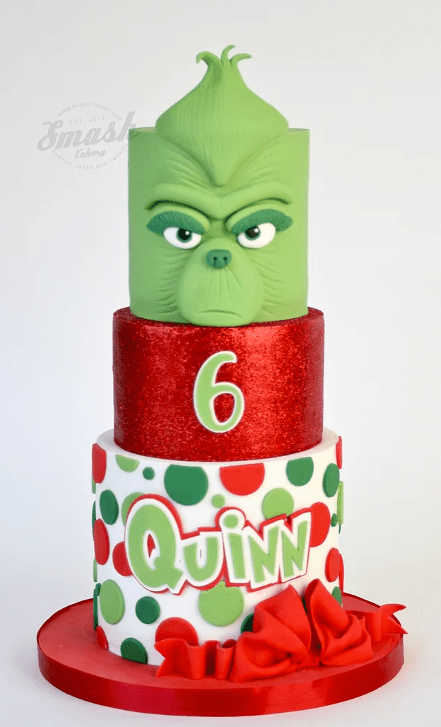 3 tier grinch cake by Smash Cakery
