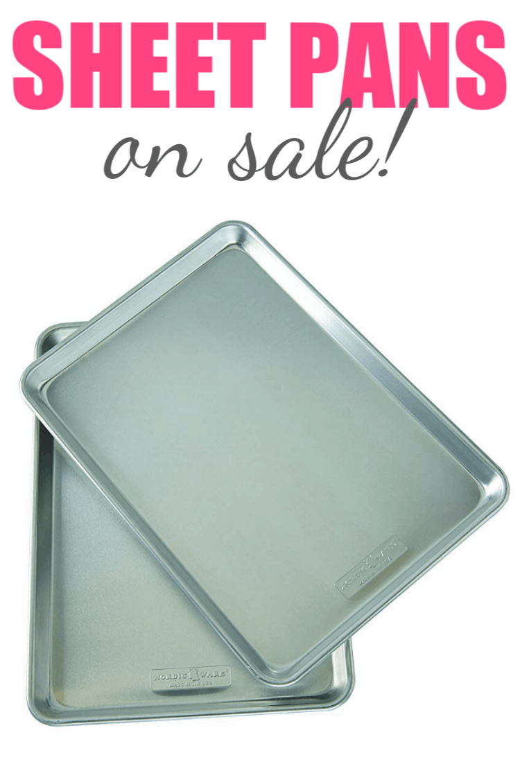 sheet pans on white background with text for pinterest